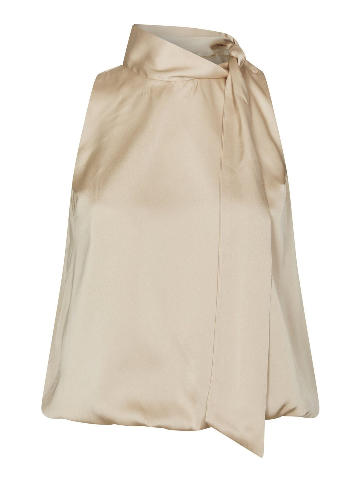 Veda Drapy Satin Top dark sand - Bij Keesje - Neo Noir - top