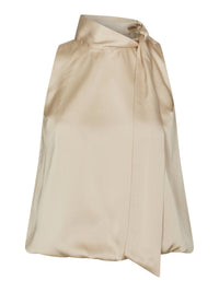 Veda Drapy Satin Top dark sand - Bij Keesje - Neo Noir - top