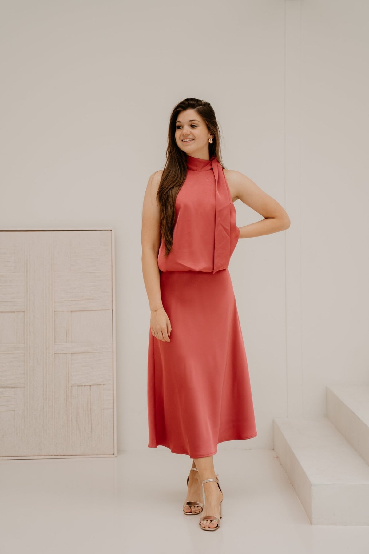 Veda heavy sateen top cherry pink - Bij Keesje - Neo Noir - Blouse