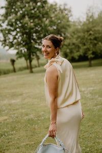 Veda heavy sateen top light yellow - Bij Keesje - Neo Noir - Blouse
