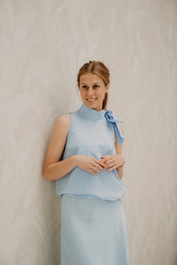Veda poplin top light blue - Bij Keesje - Neo Noir - Blouse