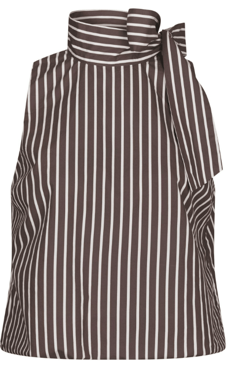 Veda wide stripe top dark brown - Bij Keesje - Neo Noir - Top