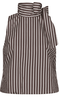 Veda wide stripe top dark brown - Bij Keesje - Neo Noir - Top