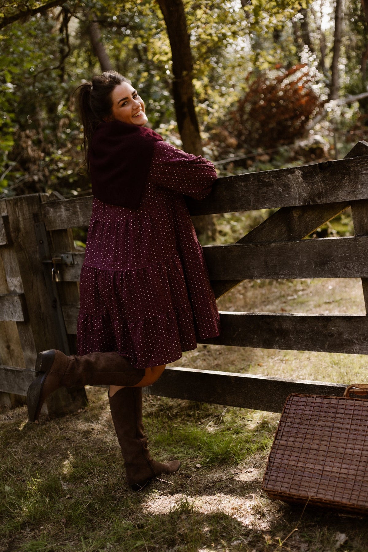 Veerle Dots Dress Plum - Bij Keesje - Bij Keesje The Label - Jurk