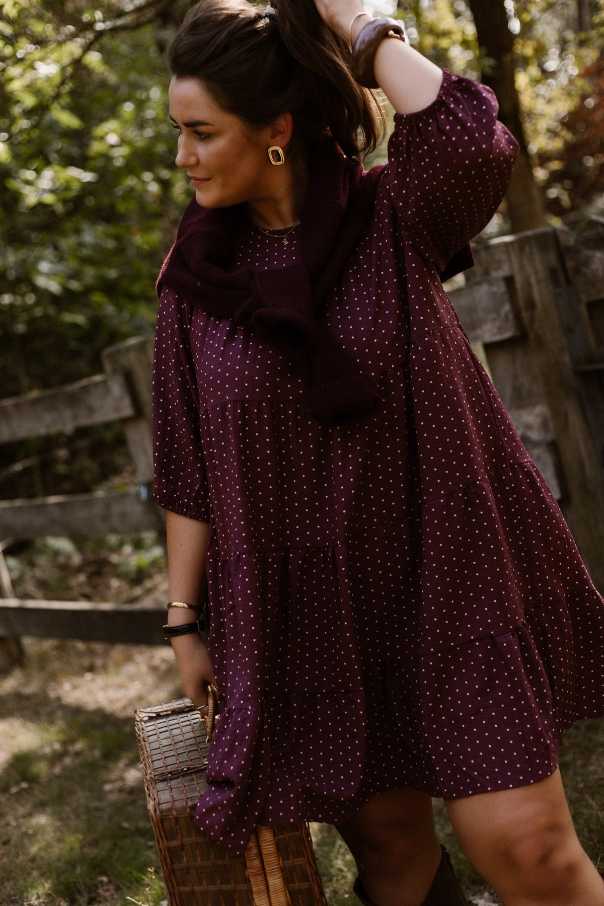 Veerle Dots Dress Plum - Bij Keesje - Bij Keesje The Label - Jurk
