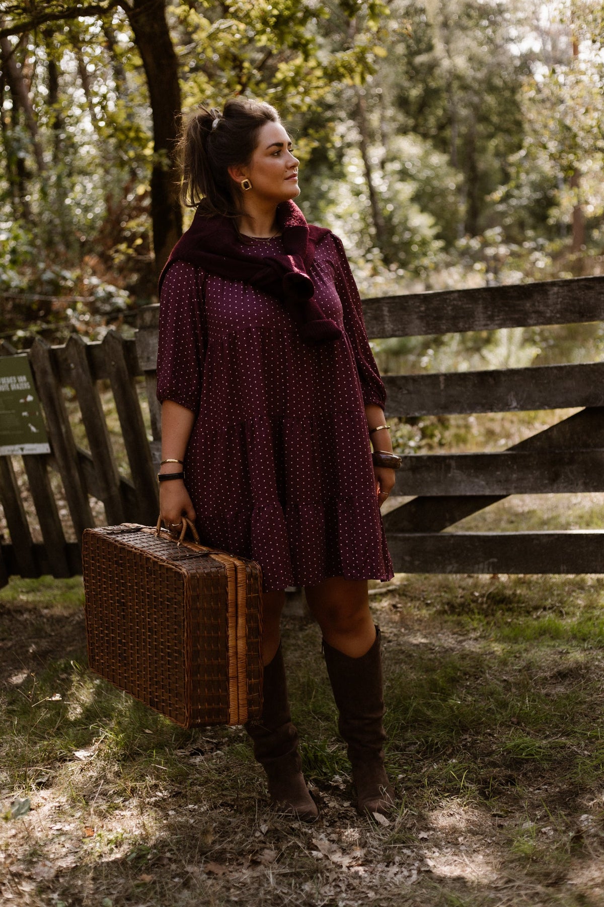 Veerle Dots Dress Plum - Bij Keesje - Bij Keesje The Label - Jurk