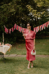Vicky heavy sateen skirt cherry pink