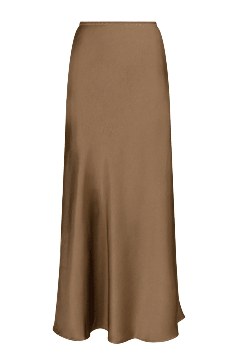 Vicky heavy sateen skirt dark taupe - Bij Keesje - Neo Noir - Rokken