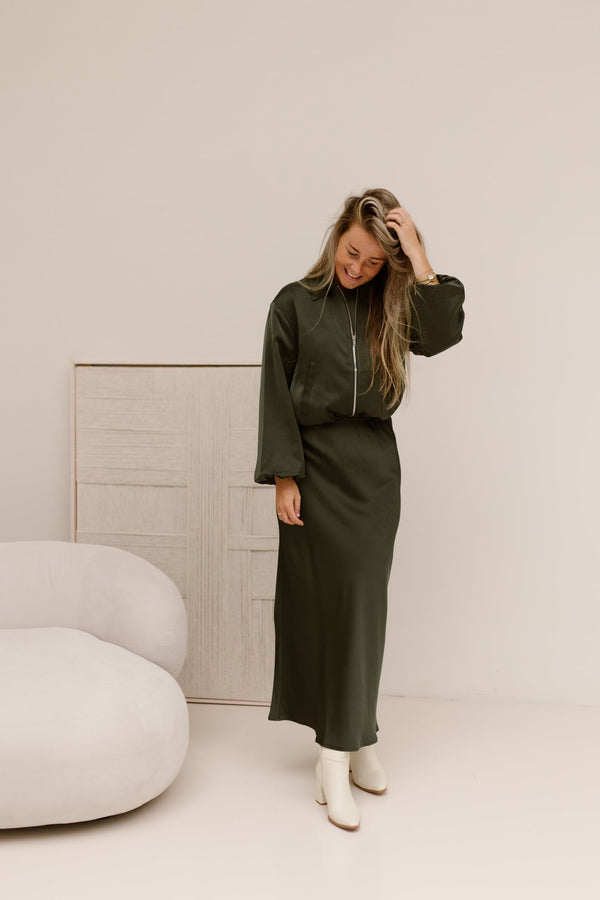 Vicky heavy sateen skirt deep green - Bij Keesje - Neo Noir - Rokken