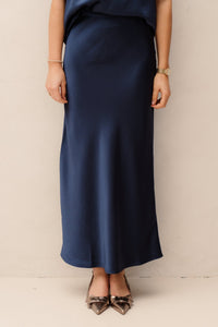Vicky heavy sateen skirt midnight blue - Bij Keesje - Neo Noir - rok