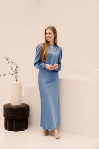 Vicky heavy sateen skirt smoke blue NN - Bij Keesje - Neo Noir - rok