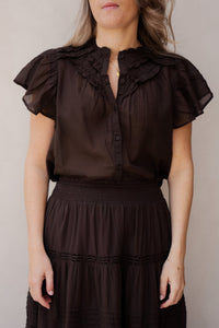 Vinsa S Voile Top Dark Brown - Bij Keesje - Neo Noir - Top