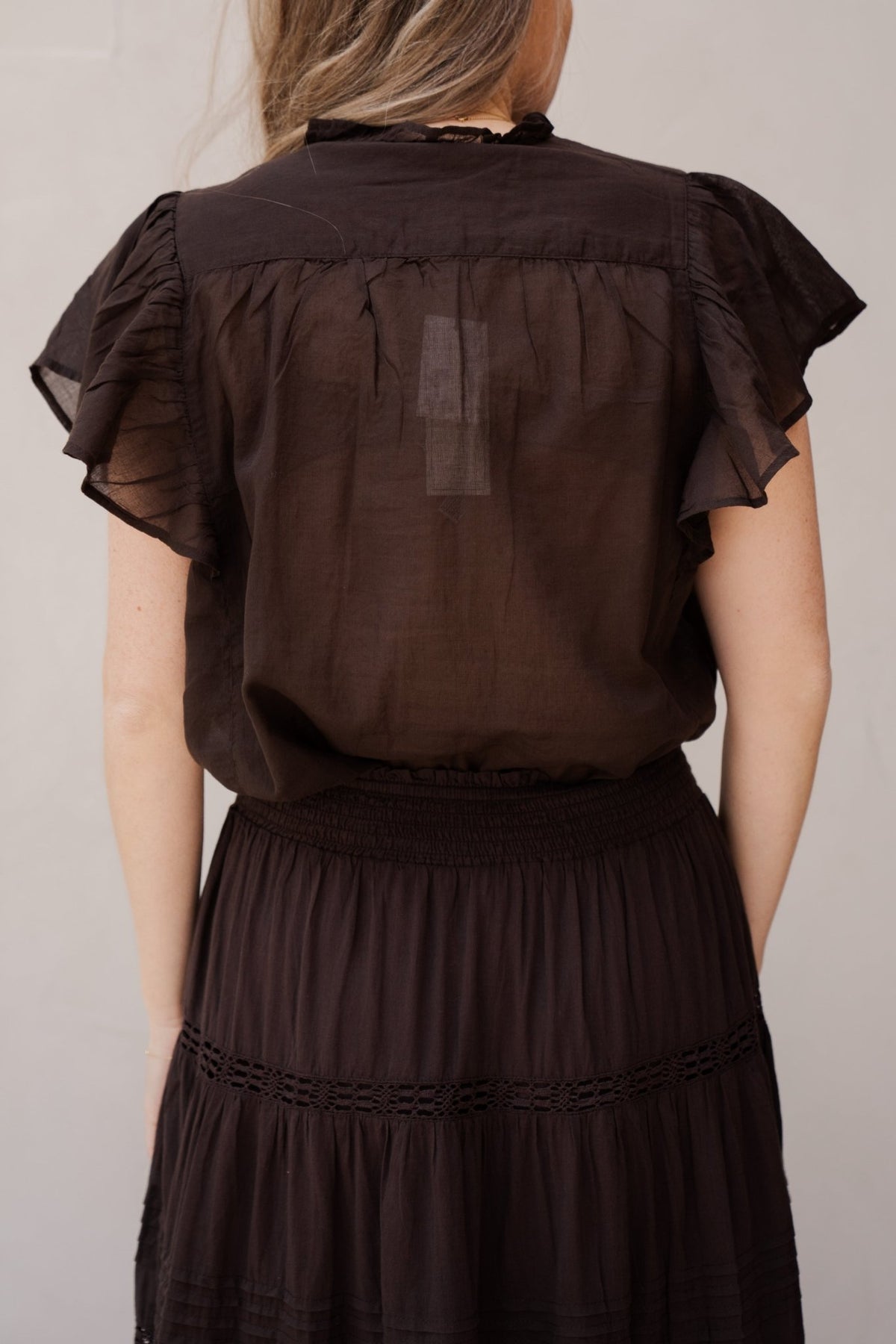 Vinsa S Voile Top Dark Brown - Bij Keesje - Neo Noir - Top