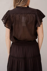 Vinsa S Voile Top Dark Brown - Bij Keesje - Neo Noir - Top