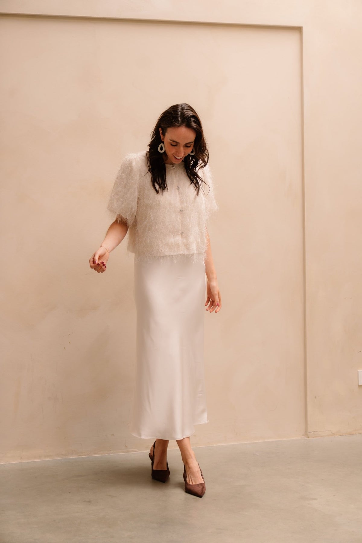 Viso heavy sateen skirt pearl - Bij Keesje - Neo Noir - rok