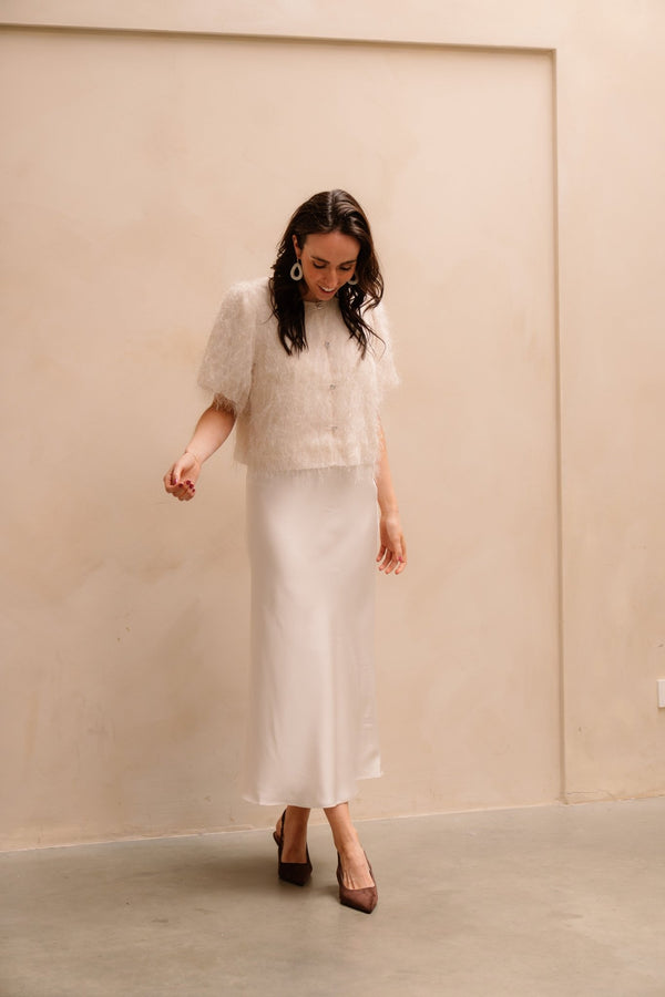 Viso heavy sateen skirt pearl - Bij Keesje - Neo Noir - rok