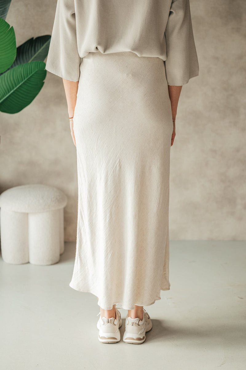 Viso linen skirt naturel - Bij Keesje