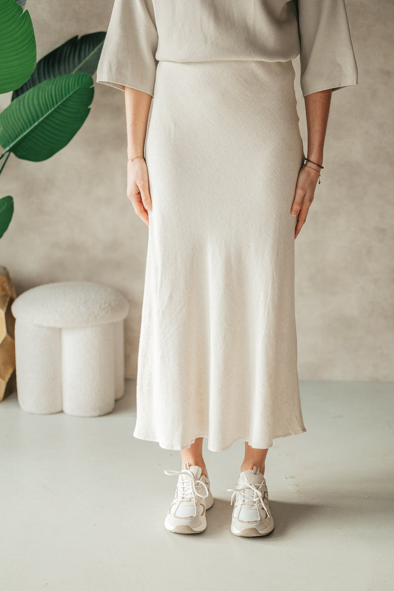 Viso linen skirt naturel - Bij Keesje