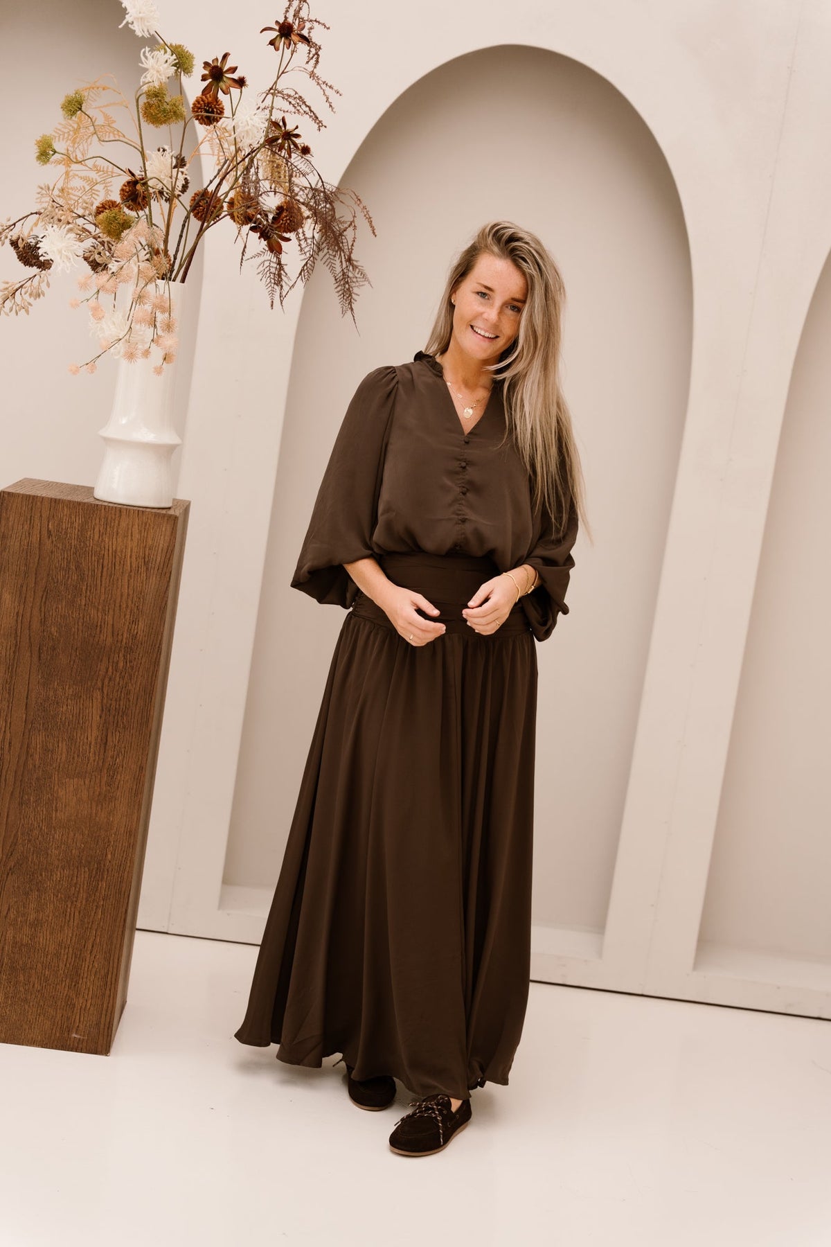 Vivette Woven Blouse Dark Brown - Bij Keesje - Neo Noir - Blouse