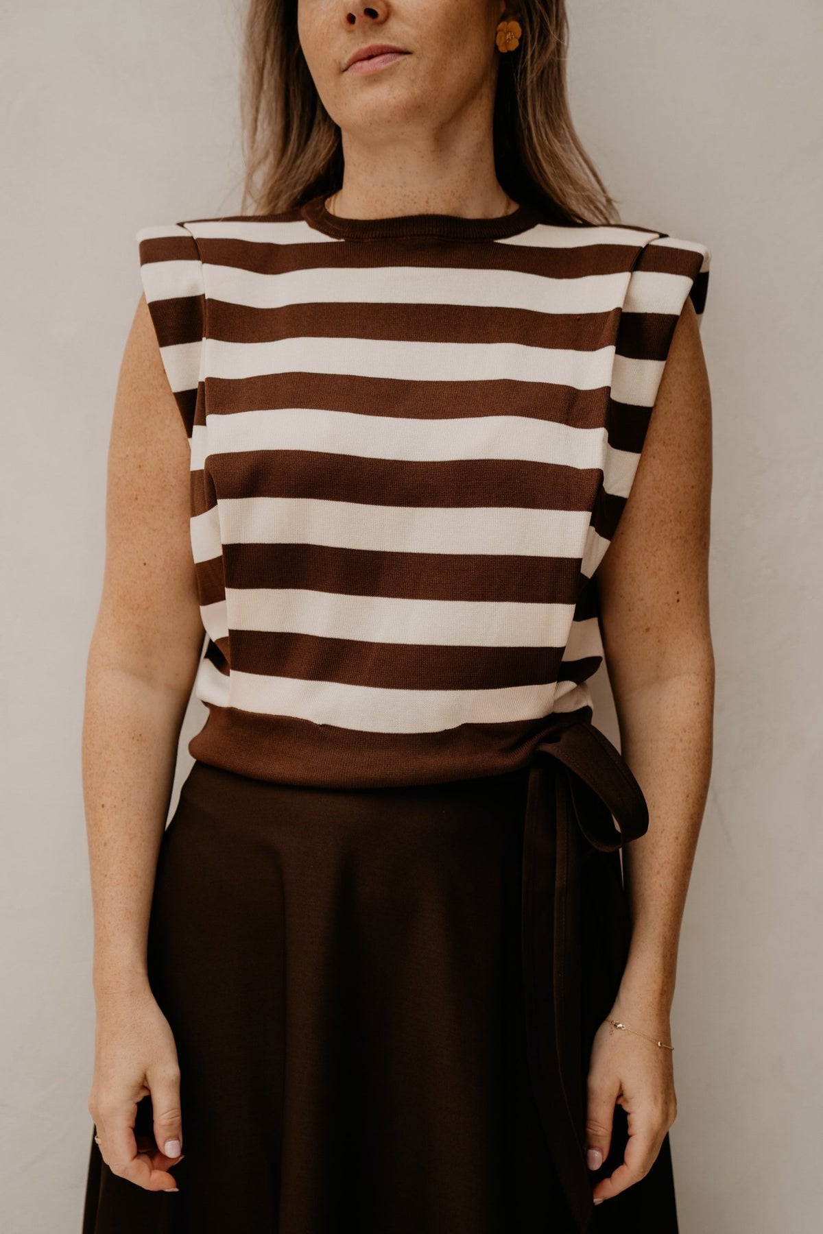 Wanda Top Stripe Brown-Beige - Bij Keesje - Bij Keesje - Top