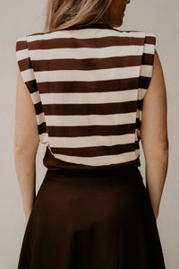 Wanda Top Stripe Brown-Beige - Bij Keesje - Bij Keesje - Top