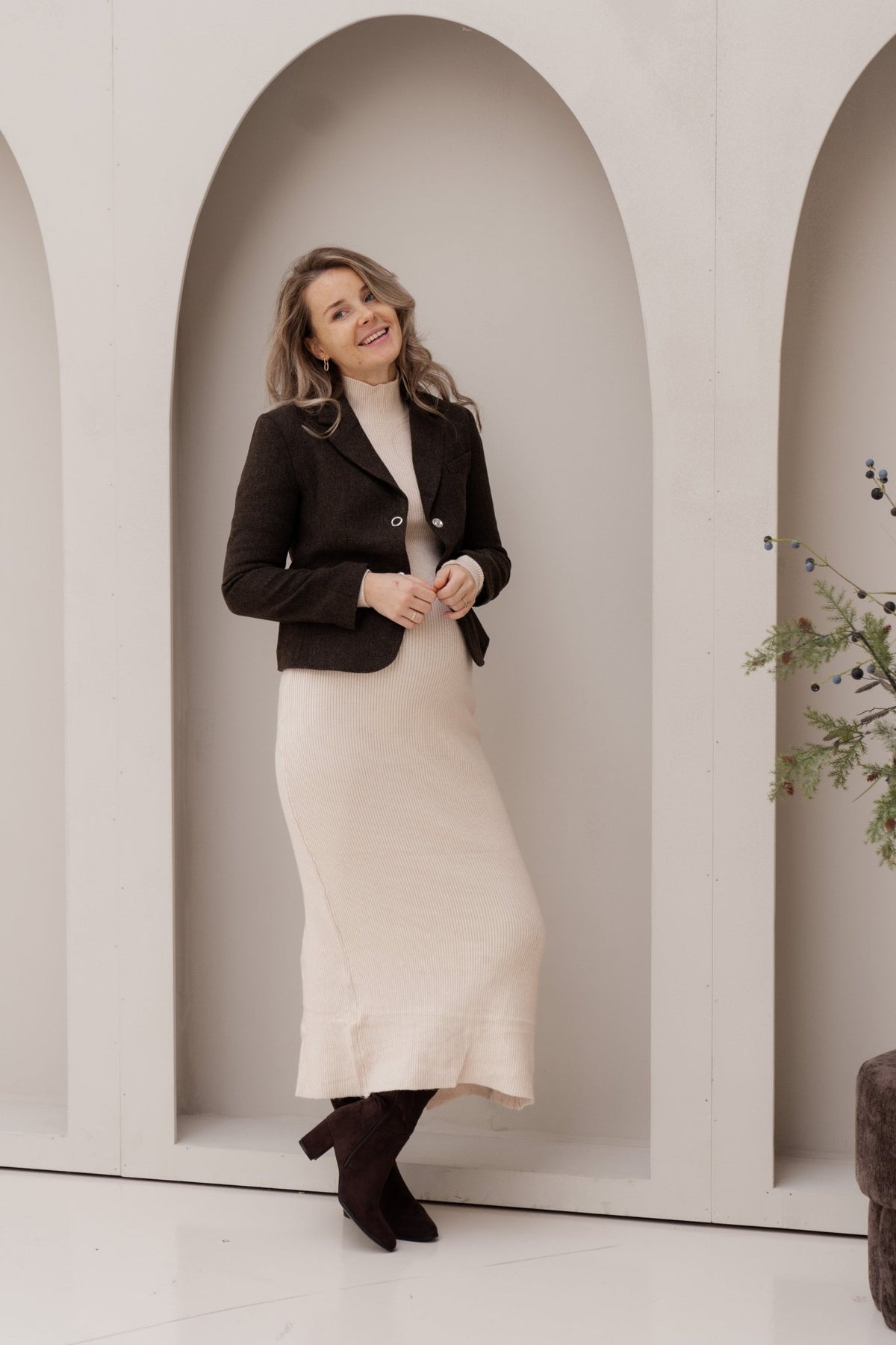 Wead mini check blazer brown melange - Bij Keesje - Neo Noir