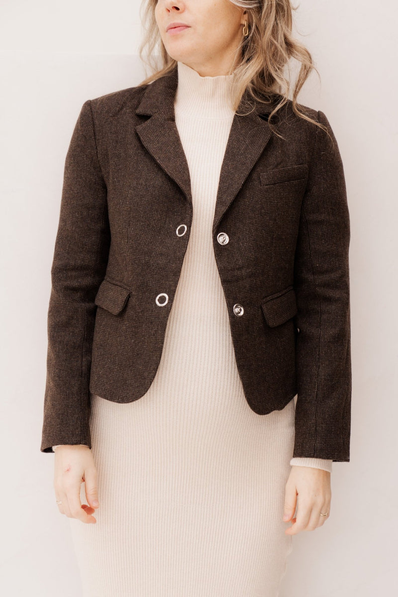 Wead mini check blazer brown melange - Bij Keesje - Neo Noir