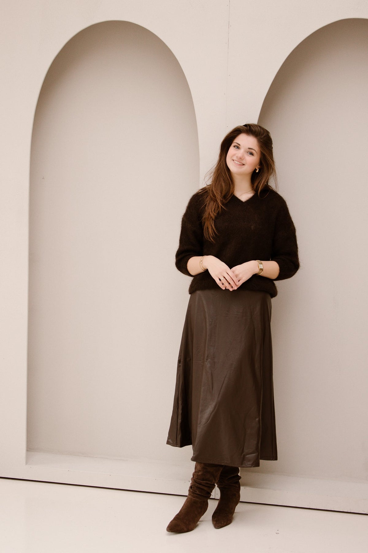 Wendy skirt leatherlook brown - Bij Keesje - Bij Keesje