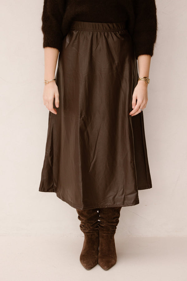 Wendy skirt leatherlook brown - Bij Keesje - Bij Keesje