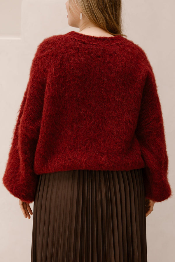 Wendy sweater fluffy bordeaux - Bij Keesje - Bij Keesje