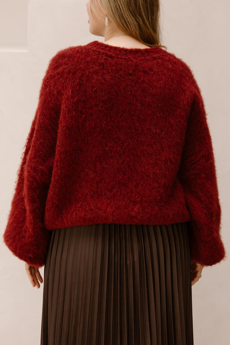 Wendy sweater fluffy bordeaux - Bij Keesje - Bij Keesje