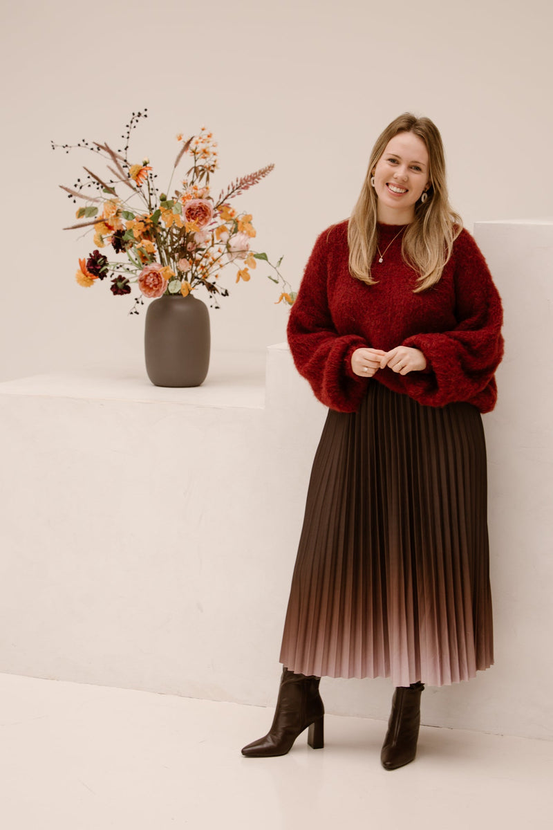 Wendy sweater fluffy bordeaux - Bij Keesje - Bij Keesje