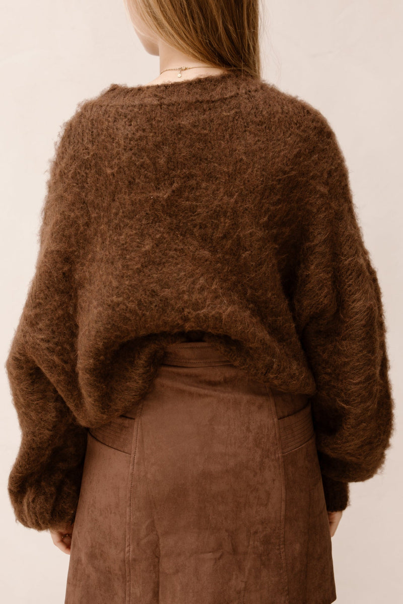 Wendy sweater fluffy bruin - Bij Keesje - Bij Keesje