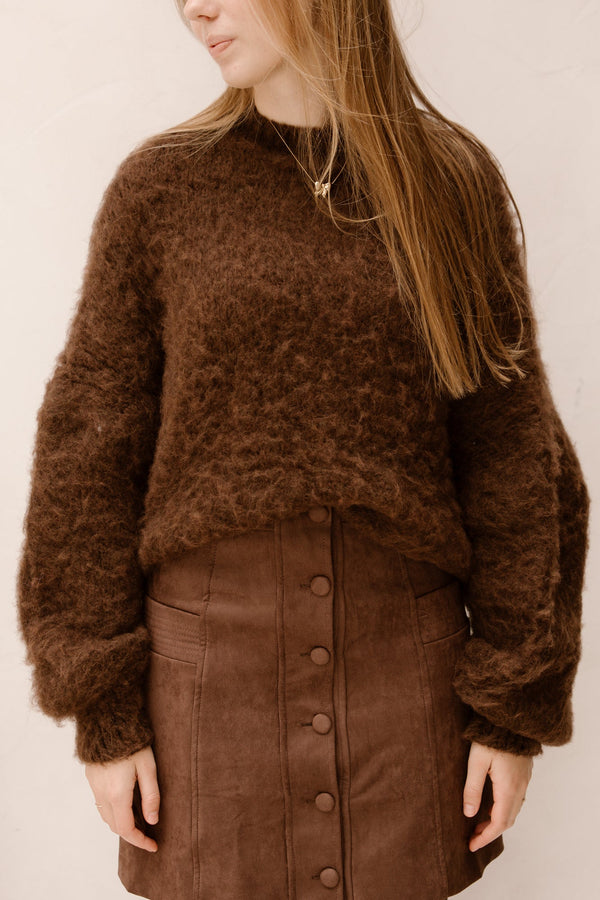 Wendy sweater fluffy bruin - Bij Keesje - Bij Keesje