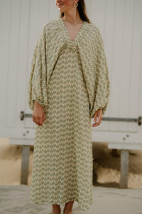 Whitney maxi Dress Green Beige - Bij Keesje - Bij Keesje - Jurk