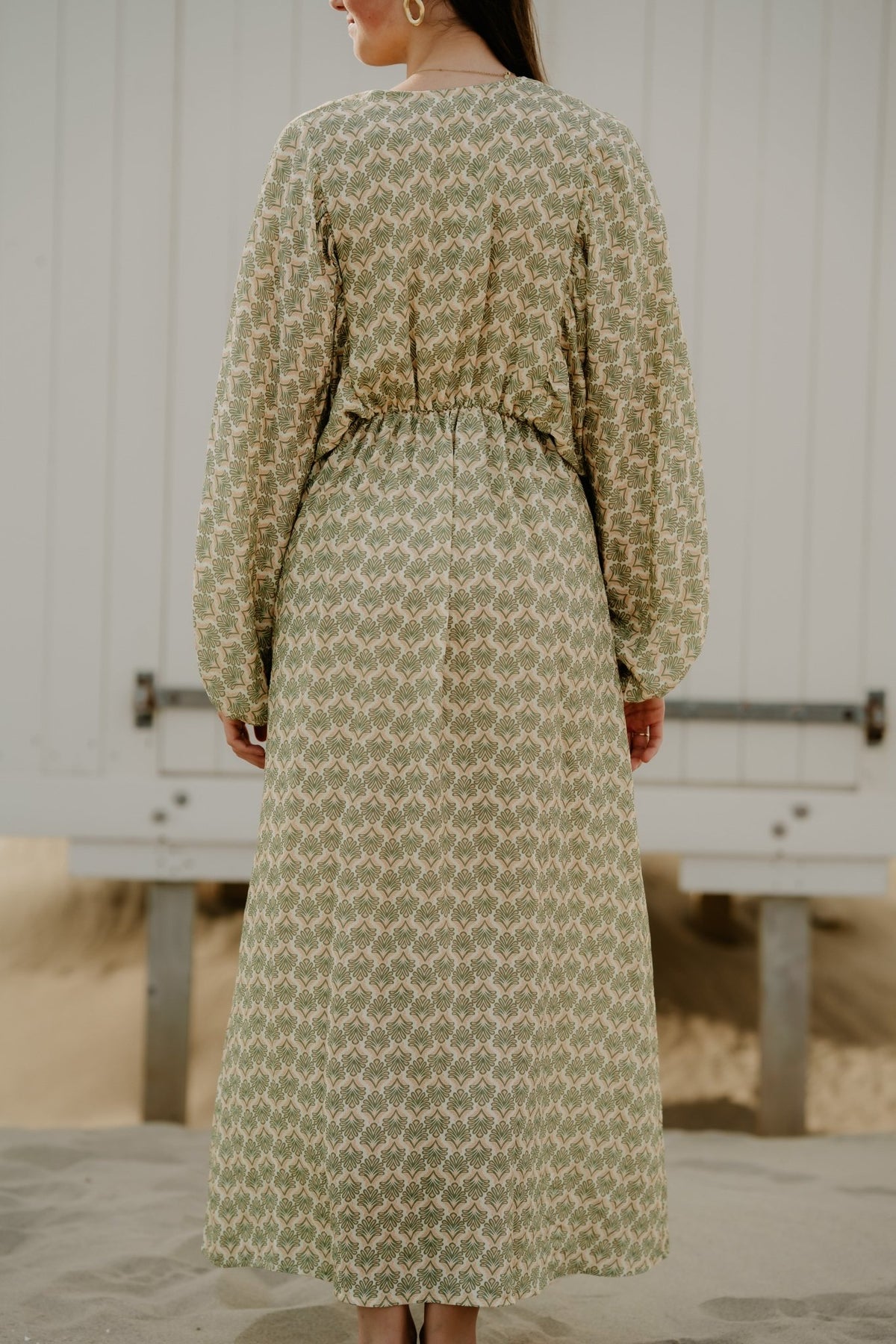 Whitney maxi Dress Green Beige - Bij Keesje - Bij Keesje - Jurk