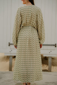 Whitney maxi Dress Green Beige - Bij Keesje - Bij Keesje - Jurk