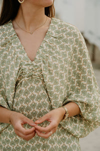 Whitney maxi Dress Green Beige - Bij Keesje - Bij Keesje - Jurk