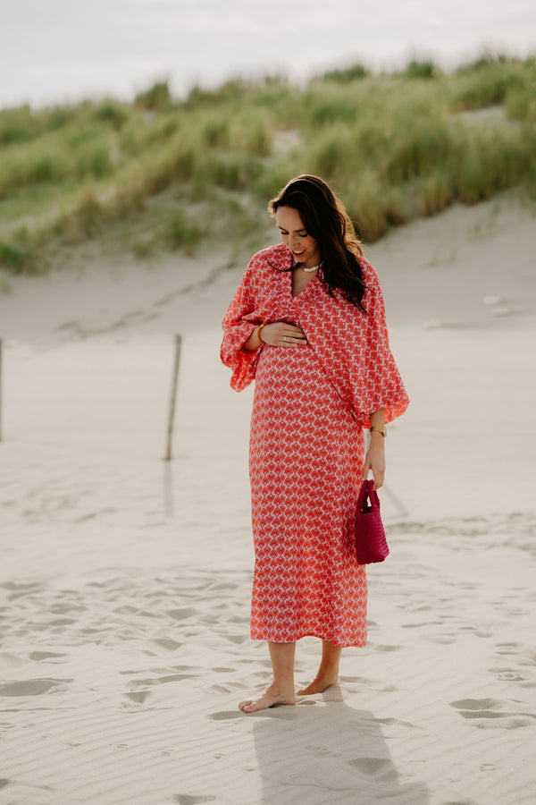 Whitney maxi Dress Red Pink - Bij Keesje - Bij Keesje - Jurk