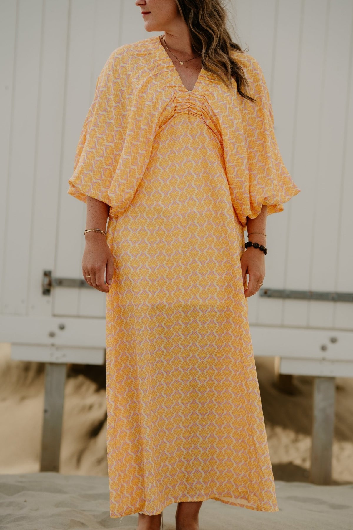 Whitney maxi Dress Yellow Pink - Bij Keesje - Bij Keesje - Jurk