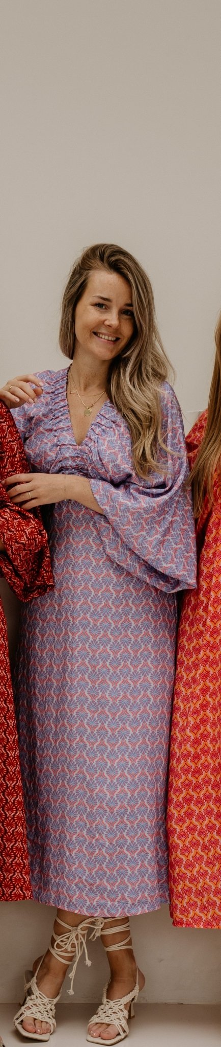 Whitney Midi Dress Blue Pink - Bij Keesje - Bij Keesje - Jurk