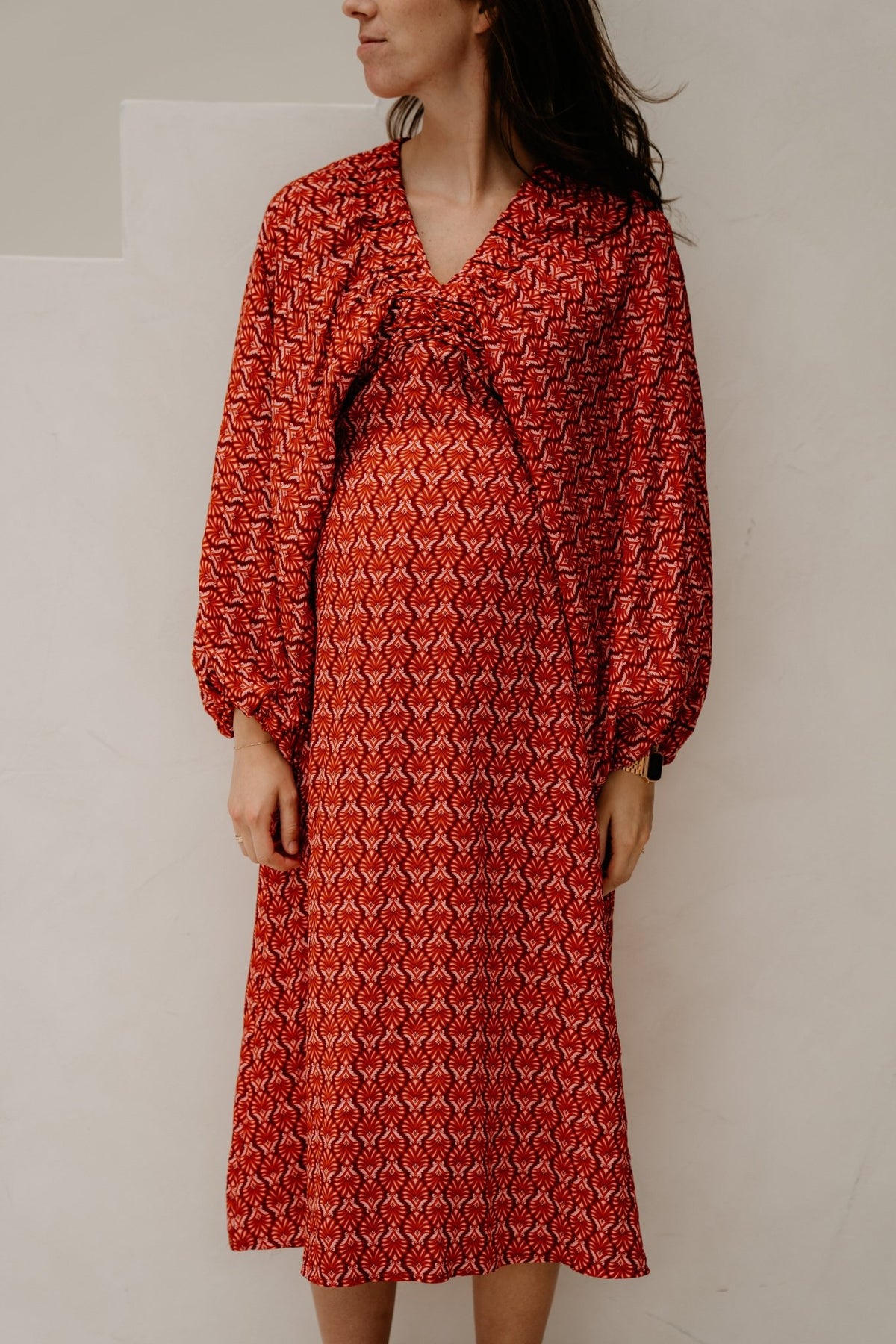 Whitney Midi Dress Red Pink - Bij Keesje - Bij Keesje - Jurk