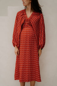 Whitney Midi Dress Red Pink - Bij Keesje - Bij Keesje - Jurk