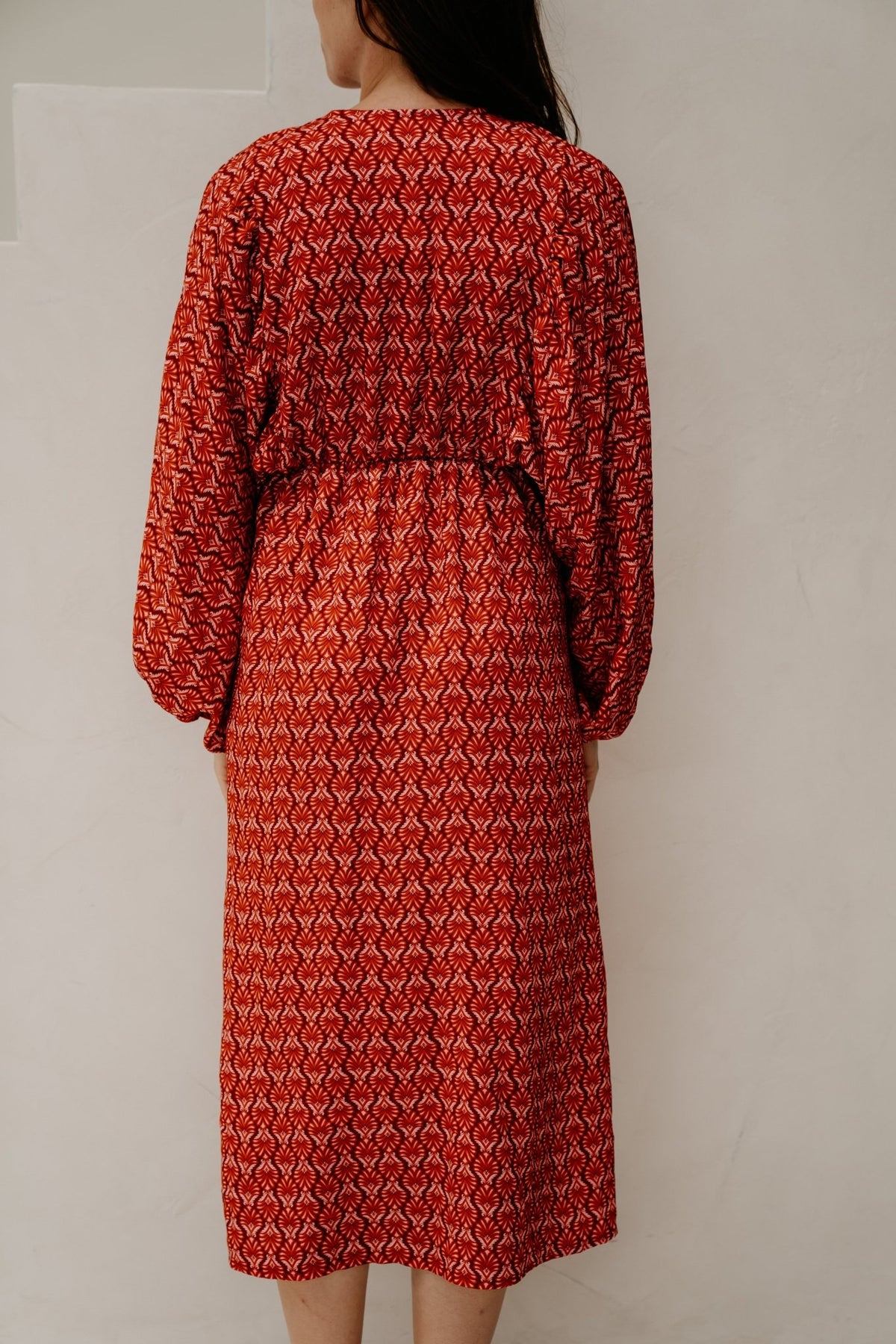 Whitney Midi Dress Red Pink - Bij Keesje - Bij Keesje - Jurk