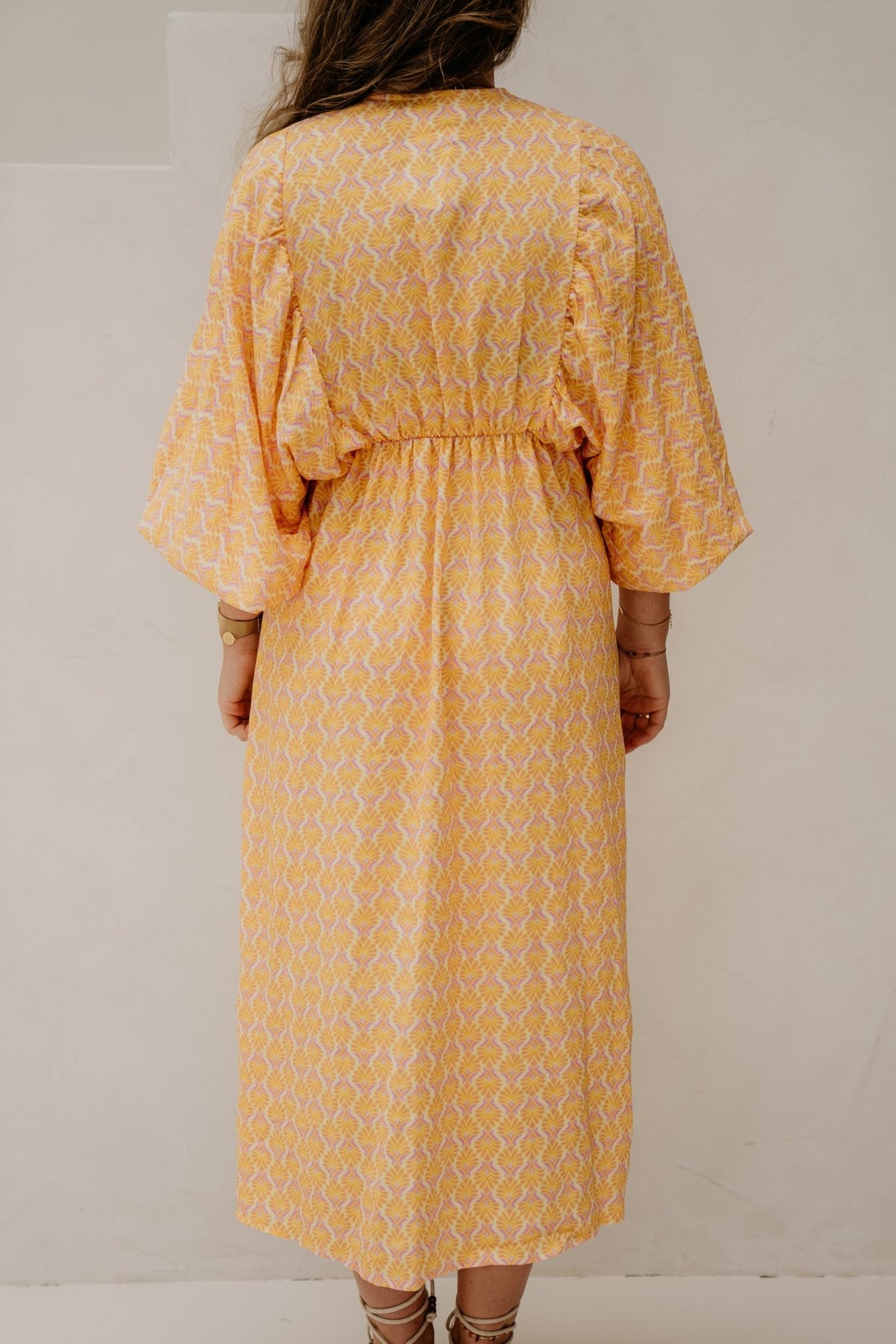 Whitney Midi Dress Yellow Pink - Bij Keesje - Bij Keesje - Jurk