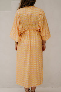 Whitney Midi Dress Yellow Pink - Bij Keesje - Bij Keesje - Jurk