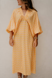 Whitney Midi Dress Yellow Pink - Bij Keesje - Bij Keesje - Jurk