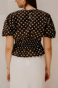Wieke blouse stip bruin - Bij Keesje - Bij Keesje - Blouse