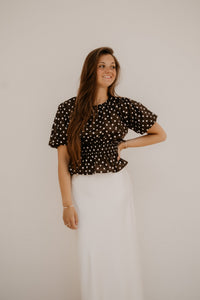 Wieke blouse stip bruin - Bij Keesje - Bij Keesje - Blouse