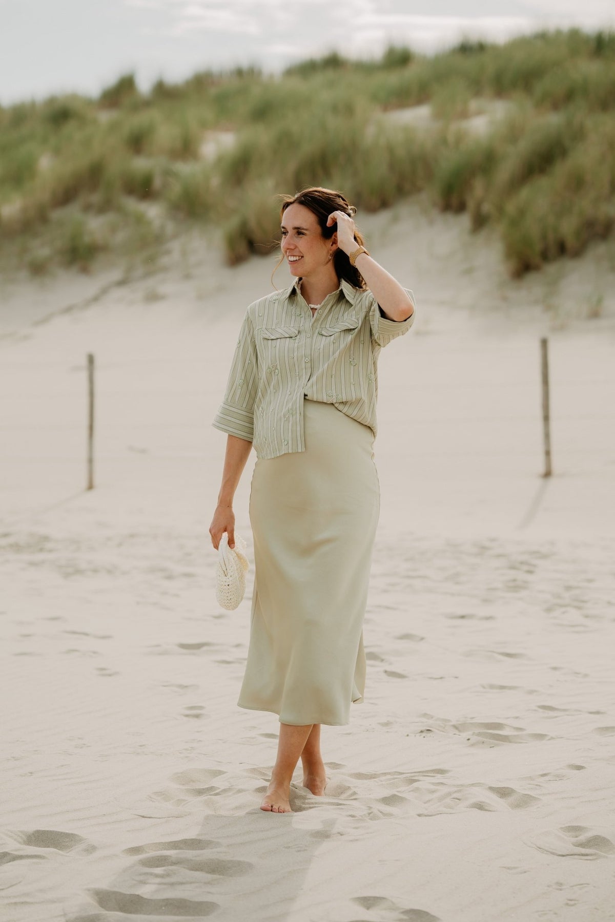 Wiepke blouse met opdruk groen - Bij Keesje - Bij Keesje - jurk